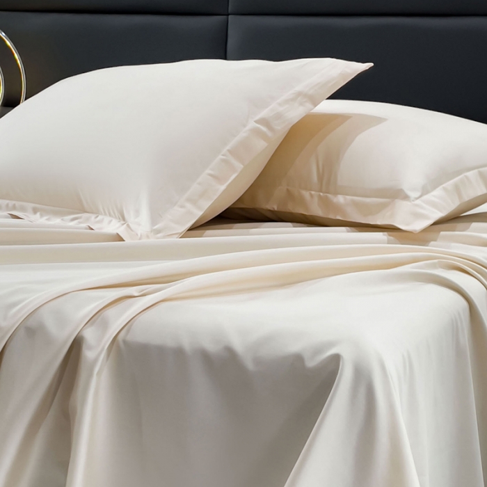 91家纺网 家纺一手货源 找家纺 金丝鸟 2023新款全棉100支长绒棉单品枕套 奶昔白