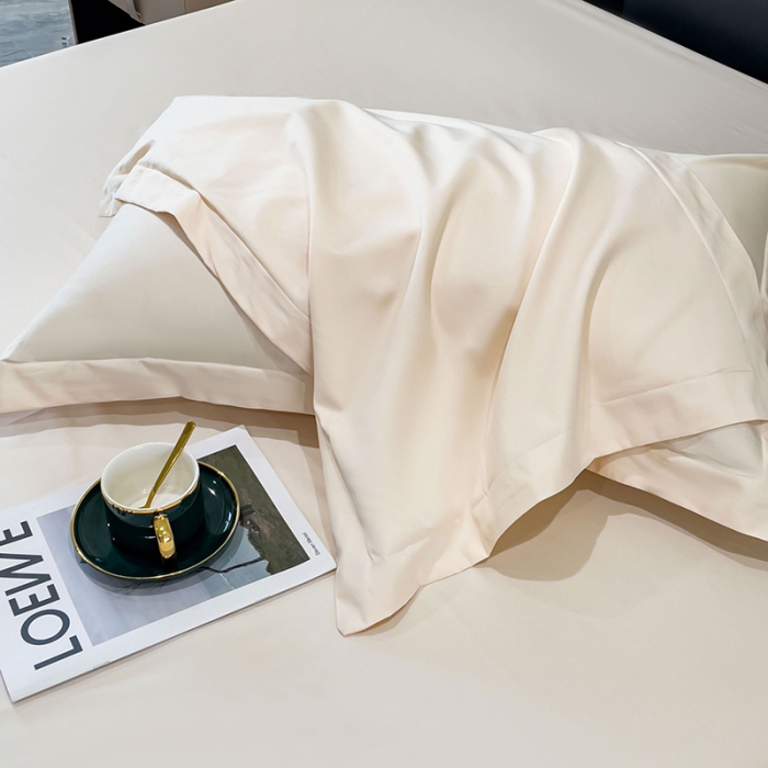 91家纺网 家纺一手货源 找家纺 金丝鸟 2023新款全棉100支长绒棉单品枕套 奶昔白