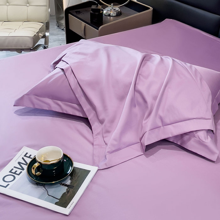 91家纺网 家纺一手货源 找家纺 金丝鸟 2023新款全棉100支长绒棉单品枕套 苏格拉紫