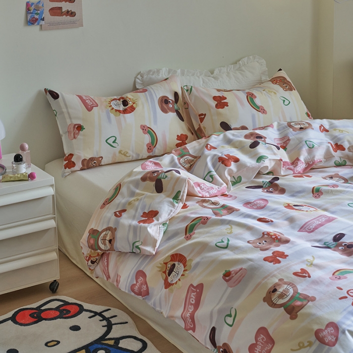 91家纺网 家纺一手货源 找家纺 窝米 2023新款13370全棉卡通风系列四件套 大狮子