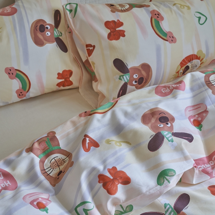 91家纺网 家纺一手货源 找家纺 窝米 2023新款13370全棉卡通风系列四件套 大狮子