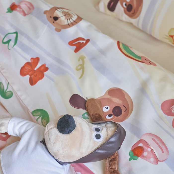 91家纺网 家纺一手货源 找家纺 窝米 2023新款13370全棉卡通风系列四件套 大狮子