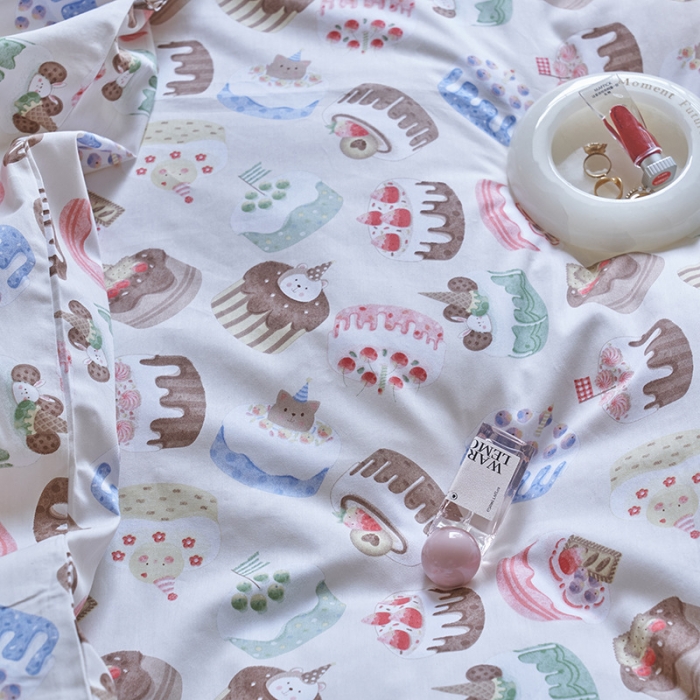 91家纺网 家纺一手货源 找家纺 窝米 2023新款13370全棉卡通风系列四件套 蛋糕慕斯