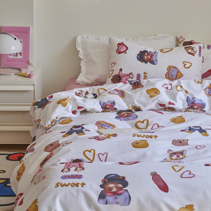 91家纺网 家纺一手货源 找家纺 窝米 2023新款13370全棉卡通风系列四件套 妙可乐园