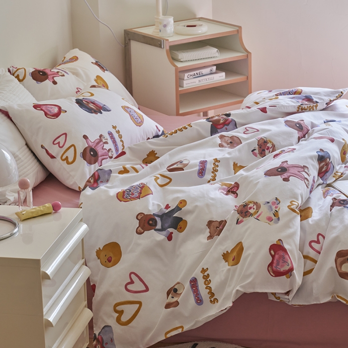 91家纺网 家纺一手货源 找家纺 窝米 2023新款13370全棉卡通风系列四件套 妙可乐园