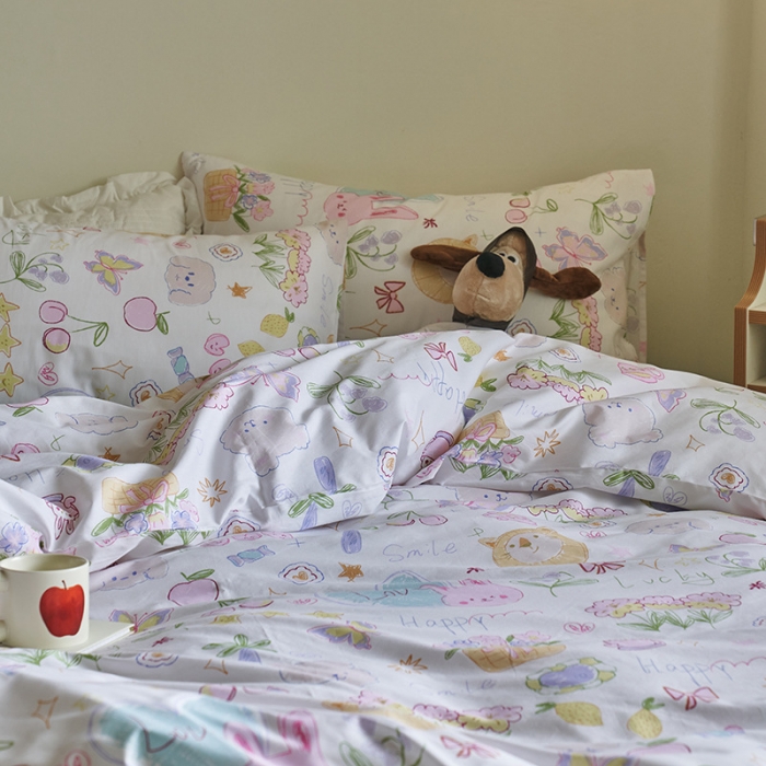 91家纺网 家纺一手货源 找家纺 窝米 2023新款13370全棉卡通风系列四件套 奇妙乐园