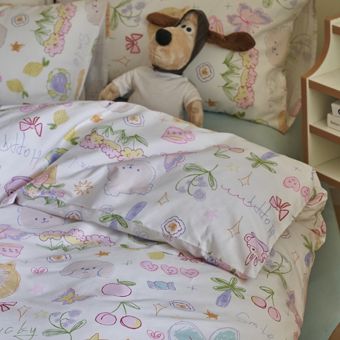 91家纺网 家纺一手货源 找家纺 窝米 2023新款13370全棉卡通风系列四件套 奇妙乐园