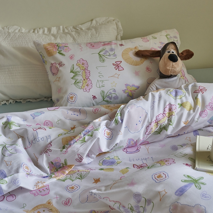 91家纺网 家纺一手货源 找家纺 窝米 2023新款13370全棉卡通风系列四件套 奇妙乐园