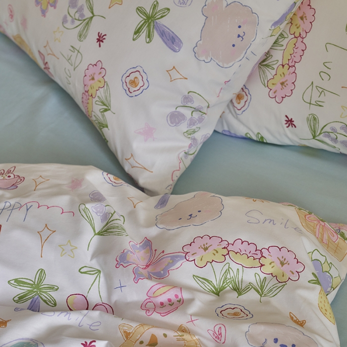 91家纺网 家纺一手货源 找家纺 窝米 2023新款13370全棉卡通风系列四件套 奇妙乐园