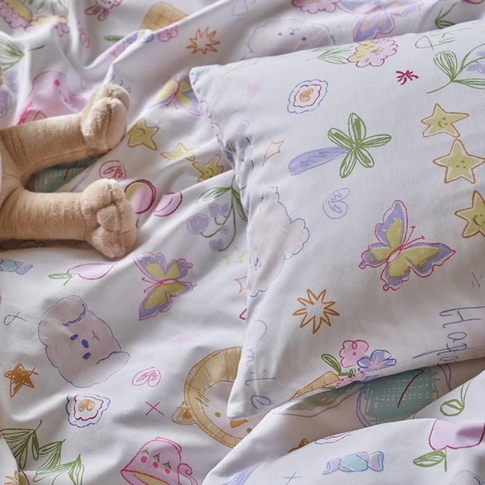 91家纺网 家纺一手货源 找家纺 窝米 2023新款13370全棉卡通风系列四件套 奇妙乐园