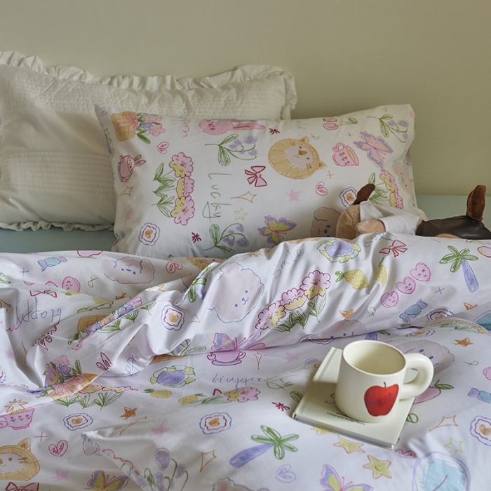 91家纺网 家纺一手货源 找家纺 窝米 2023新款13370全棉卡通风系列四件套 奇妙乐园