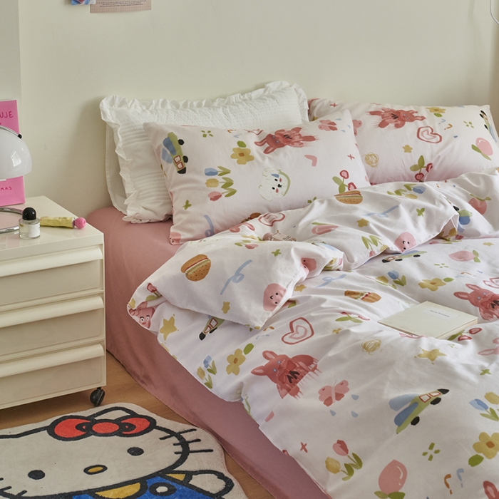 91家纺网 家纺一手货源 找家纺 窝米 2023新款13370全棉卡通风系列四件套 兔斯汉堡