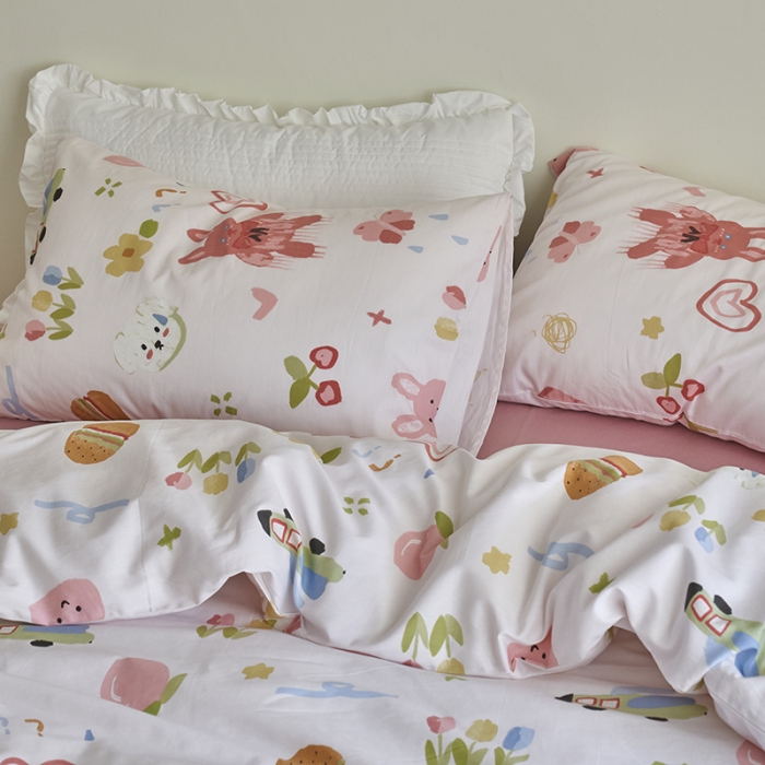 91家纺网 家纺一手货源 找家纺 窝米 2023新款13370全棉卡通风系列四件套 兔斯汉堡