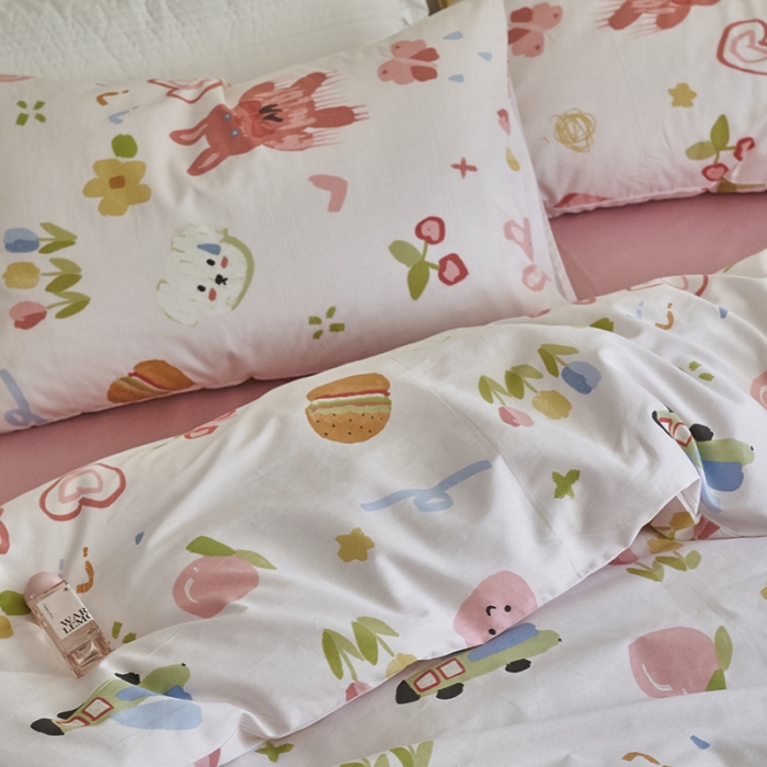 91家纺网 家纺一手货源 找家纺 窝米 2023新款13370全棉卡通风系列四件套 兔斯汉堡