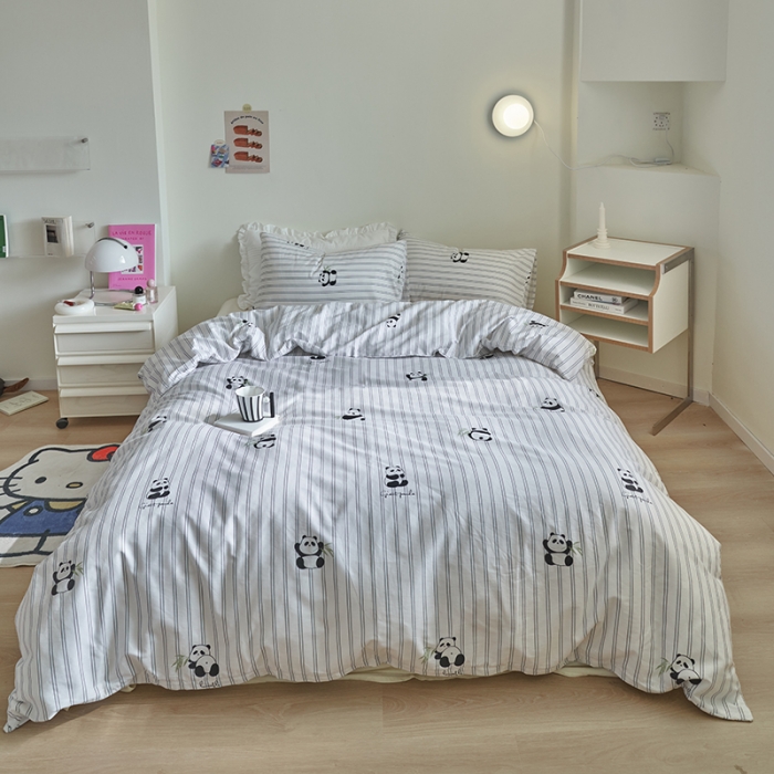 91家纺网 家纺一手货源 找家纺 窝米 2023新款13370全棉卡通风系列四件套 熊猫