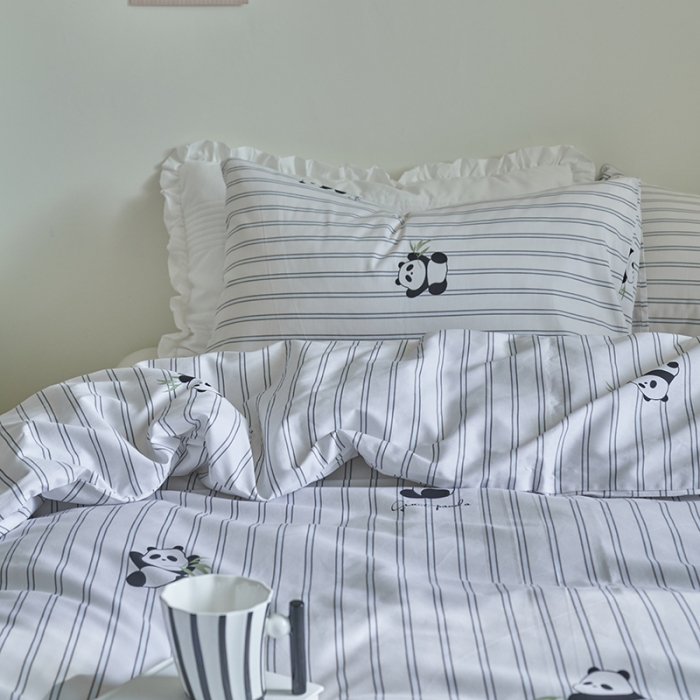91家纺网 家纺一手货源 找家纺 窝米 2023新款13370全棉卡通风系列四件套 熊猫