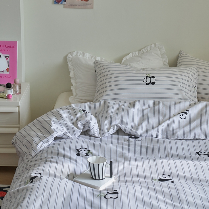 91家纺网 家纺一手货源 找家纺 窝米 2023新款13370全棉卡通风系列四件套 熊猫