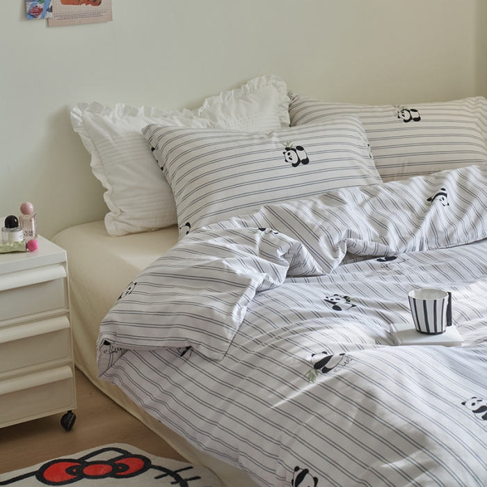 91家纺网 家纺一手货源 找家纺 窝米 2023新款13370全棉卡通风系列四件套 熊猫