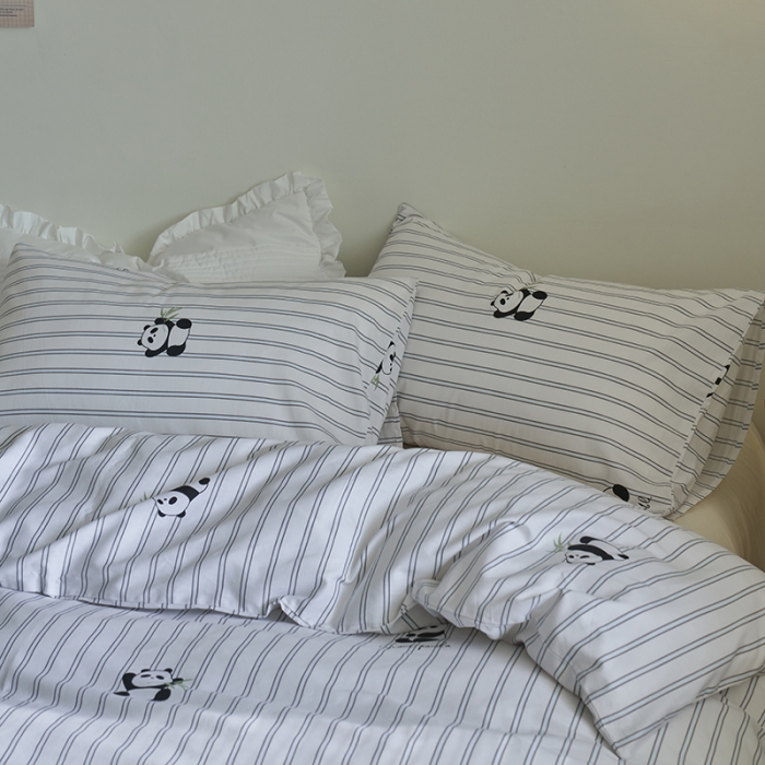 91家纺网 家纺一手货源 找家纺 窝米 2023新款13370全棉卡通风系列四件套 熊猫