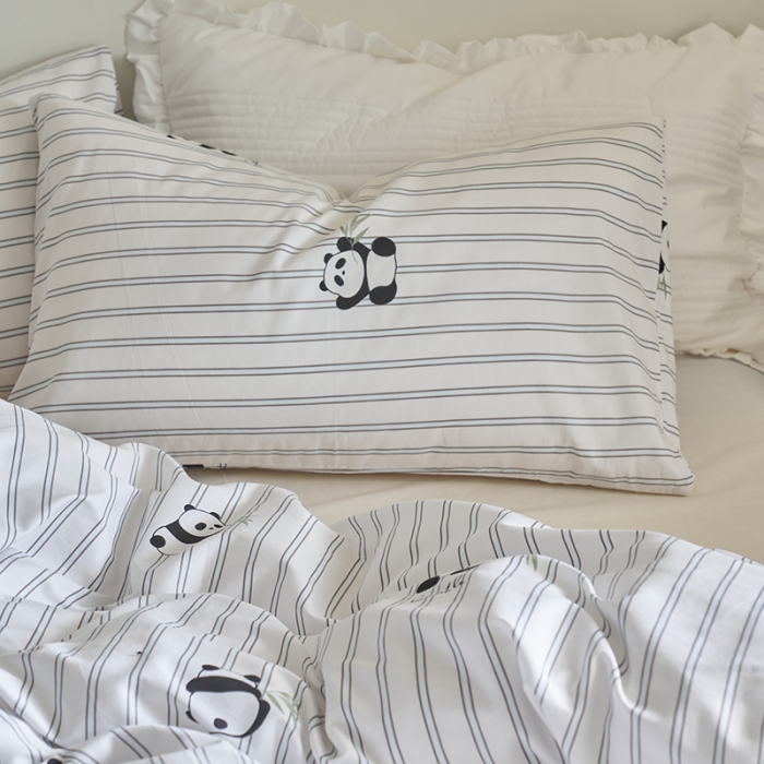 91家纺网 家纺一手货源 找家纺 窝米 2023新款13370全棉卡通风系列四件套 熊猫