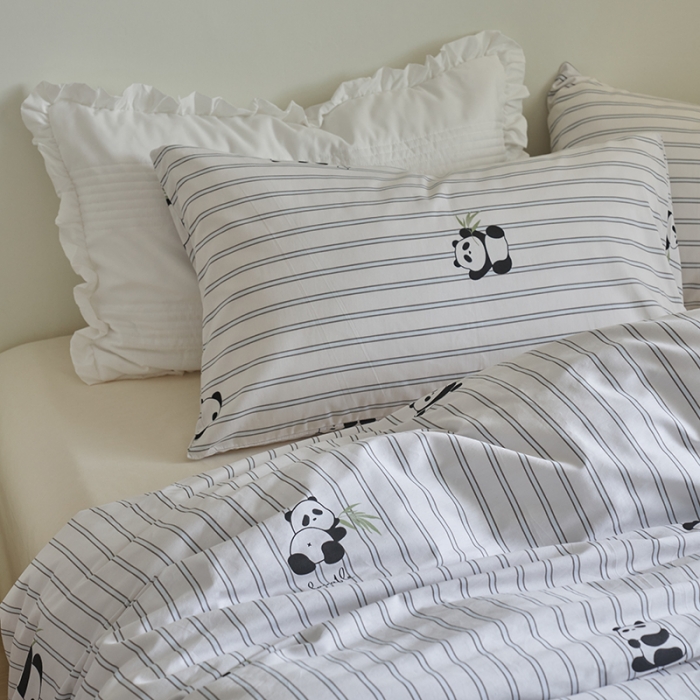 91家纺网 家纺一手货源 找家纺 窝米 2023新款13370全棉卡通风系列四件套 熊猫