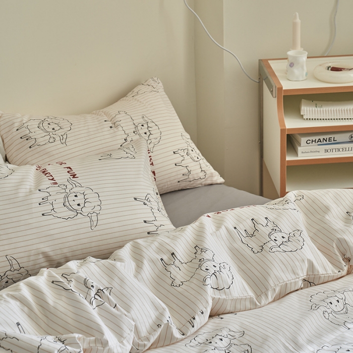 91家纺网 家纺一手货源 找家纺 窝米 2023新款13370全棉卡通风系列四件套 羊咩咩