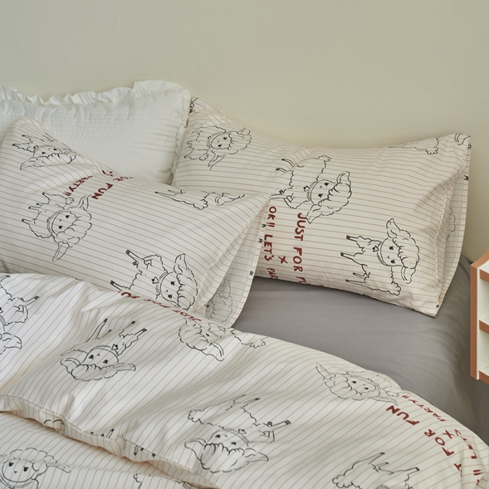 91家纺网 家纺一手货源 找家纺 窝米 2023新款13370全棉卡通风系列四件套 羊咩咩