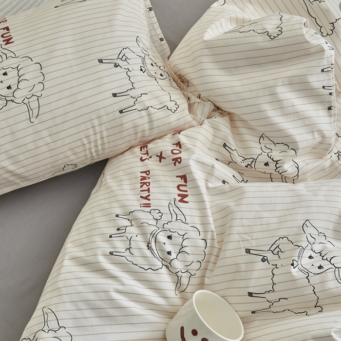 91家纺网 家纺一手货源 找家纺 窝米 2023新款13370全棉卡通风系列四件套 羊咩咩