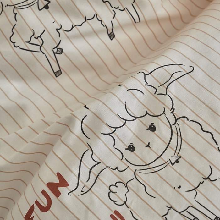 91家纺网 家纺一手货源 找家纺 窝米 2023新款13370全棉卡通风系列四件套 羊咩咩