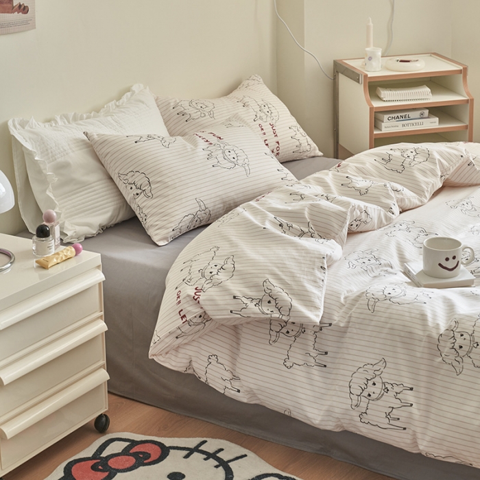 91家纺网 家纺一手货源 找家纺 窝米 2023新款13370全棉卡通风系列四件套 羊咩咩