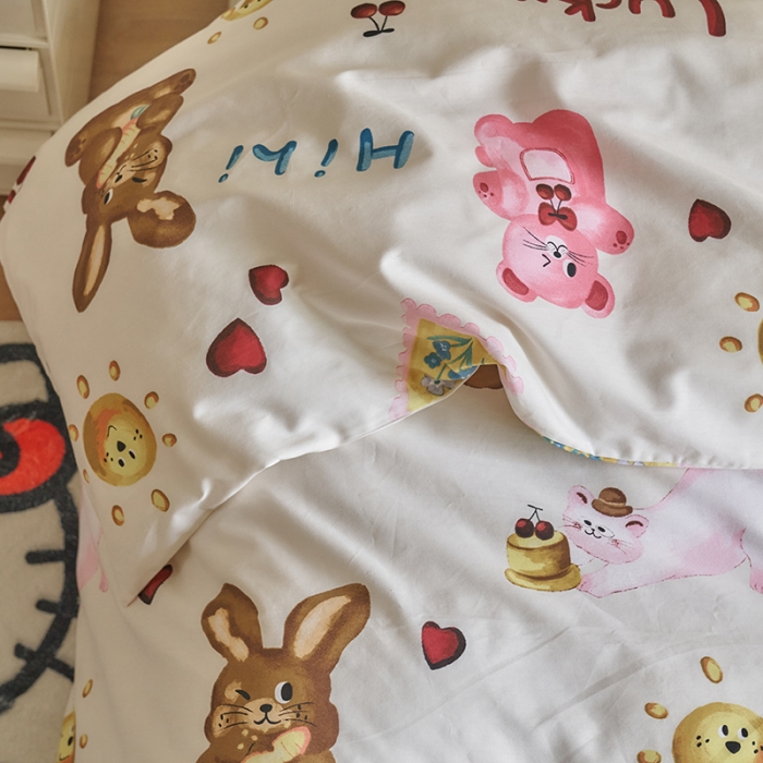 91家纺网 家纺一手货源 找家纺 窝米 2023新款13370全棉卡通风系列四件套 友趣派对