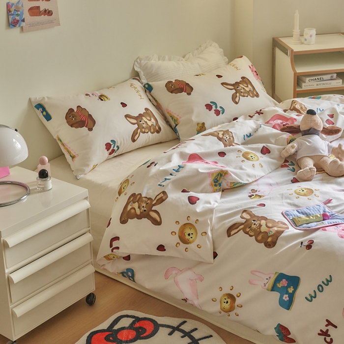 91家纺网 家纺一手货源 找家纺 窝米 2023新款13370全棉卡通风系列四件套 友趣派对