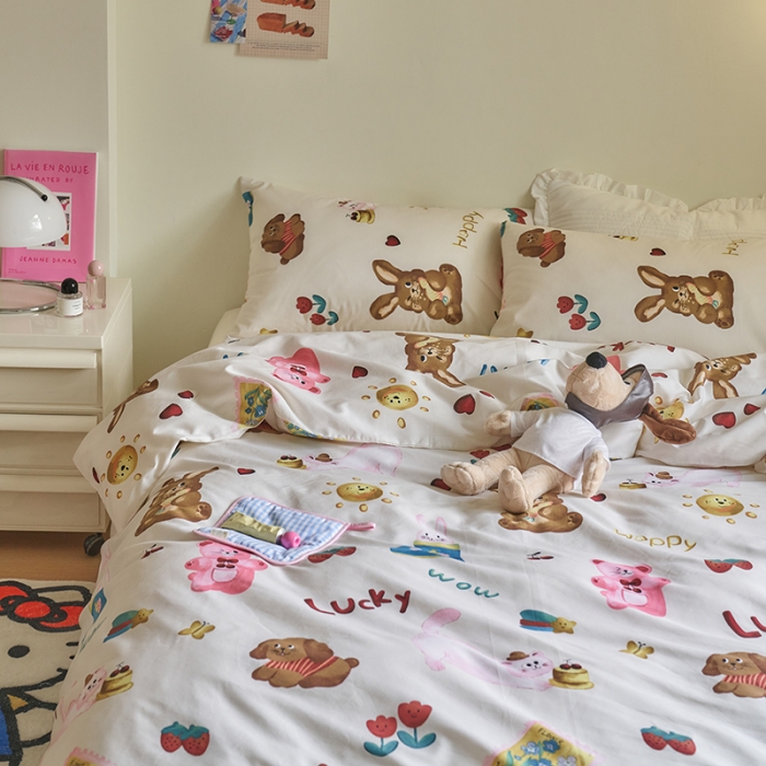 91家纺网 家纺一手货源 找家纺 窝米 2023新款13370全棉卡通风系列四件套 友趣派对