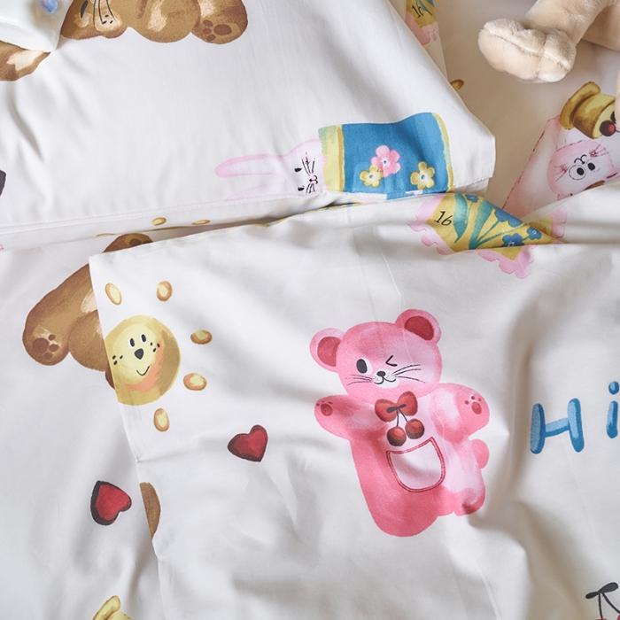 91家纺网 家纺一手货源 找家纺 窝米 2023新款13370全棉卡通风系列四件套 友趣派对