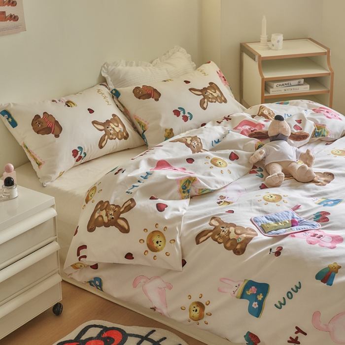 91家纺网 家纺一手货源 找家纺 窝米 2023新款13370全棉卡通风系列四件套 友趣派对