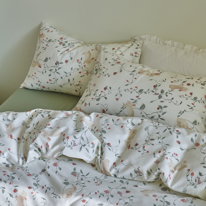 91家纺网 家纺一手货源 找家纺 窝米 2023新款13370全棉卡通风系列四件套 月德兔