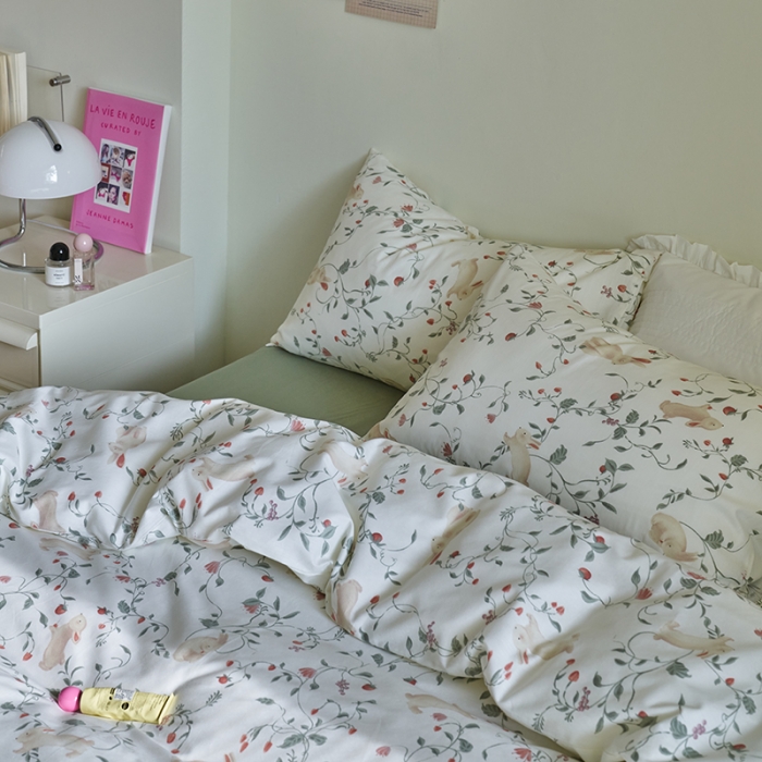 91家纺网 家纺一手货源 找家纺 窝米 2023新款13370全棉卡通风系列四件套 月德兔