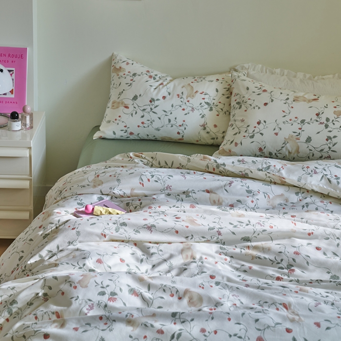 91家纺网 家纺一手货源 找家纺 窝米 2023新款13370全棉卡通风系列四件套 月德兔