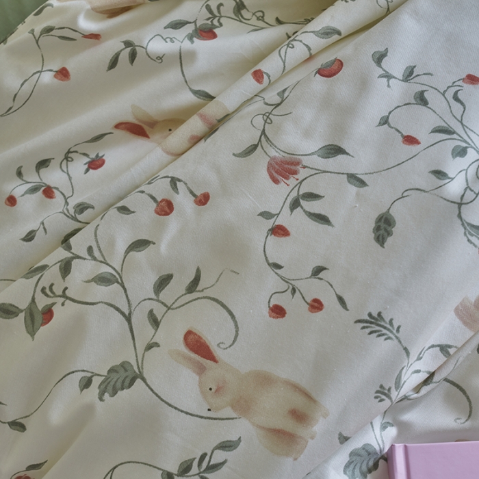 91家纺网 家纺一手货源 找家纺 窝米 2023新款13370全棉卡通风系列四件套 月德兔