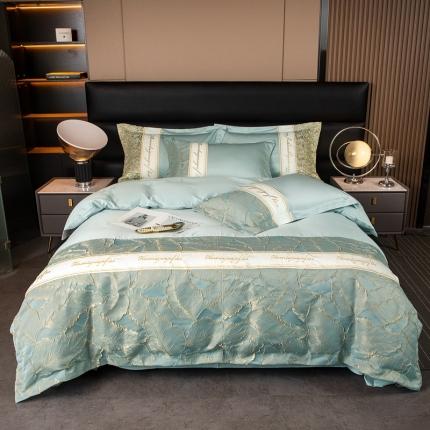 91家纺网 家纺一手货源 找家纺 栩裕 2025新款浮雕刺绣磨毛四件套锦上繁华系列 锦上繁华-梵心蓝