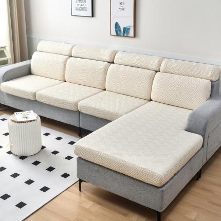 91家纺网 家纺一手货源 找家纺 千彤2023防滑防尘可拆卸水洗机洗全包款沙发套罩沙发笠-韵律系列 米白