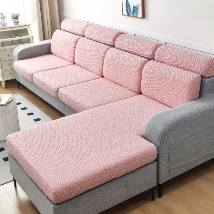 91家纺网 家纺一手货源 找家纺 千彤2023防滑防尘可拆卸水洗机洗全包款沙发套罩沙发笠-韵律系列 粉色