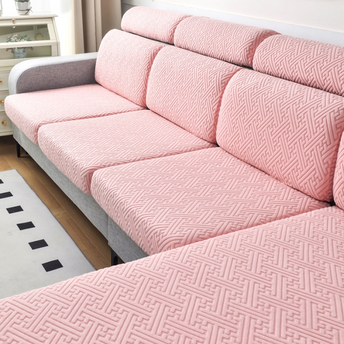 91家纺网 家纺一手货源 找家纺 千彤2023防滑防尘可拆卸水洗机洗全包款沙发套罩沙发笠-韵律系列 粉色