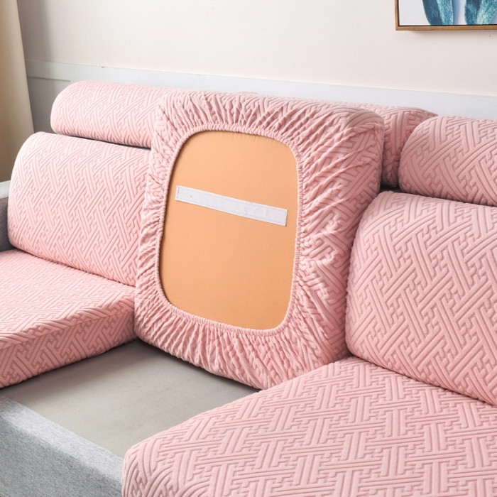 91家纺网 家纺一手货源 找家纺 千彤2023防滑防尘可拆卸水洗机洗全包款沙发套罩沙发笠-韵律系列 粉色