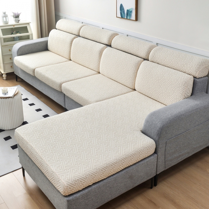 91家纺网 家纺一手货源 找家纺 千彤2023防滑防尘可拆卸水洗机洗全包款沙发套罩沙发笠-韵律系列 米白