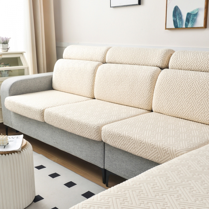 91家纺网 家纺一手货源 找家纺 千彤2023防滑防尘可拆卸水洗机洗全包款沙发套罩沙发笠-韵律系列 米白