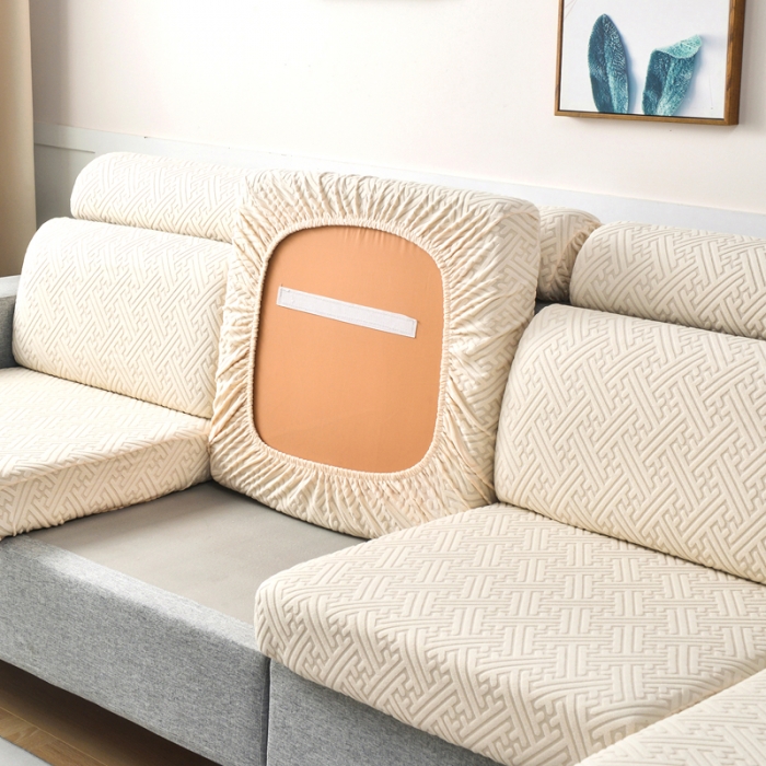 91家纺网 家纺一手货源 找家纺 千彤2023防滑防尘可拆卸水洗机洗全包款沙发套罩沙发笠-韵律系列 米白