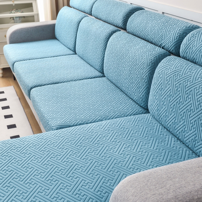 91家纺网 家纺一手货源 找家纺 千彤2023防滑防尘可拆卸水洗机洗全包款沙发套罩沙发笠-韵律系列天蓝色