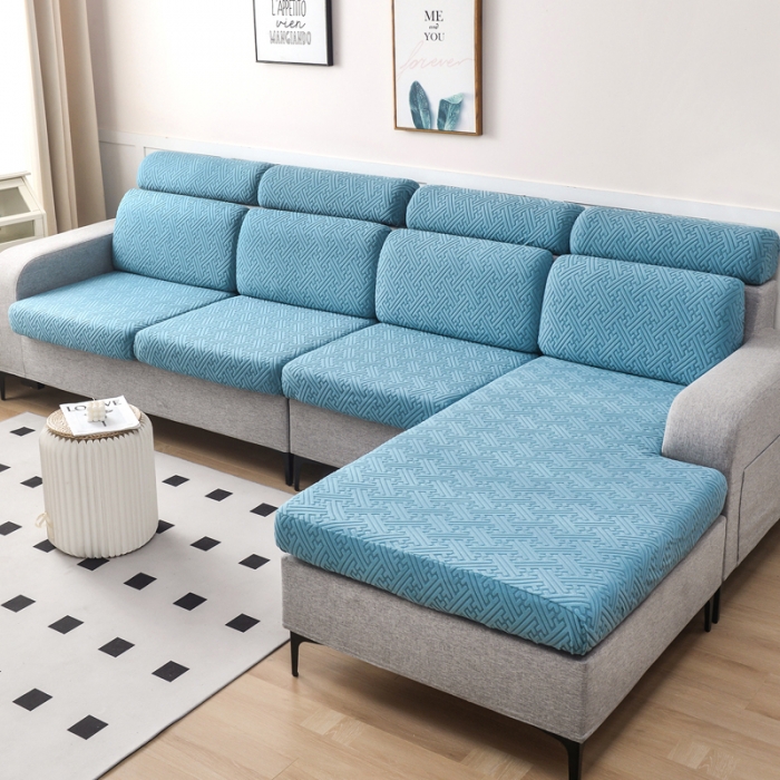 91家纺网 家纺一手货源 找家纺 千彤2023防滑防尘可拆卸水洗机洗全包款沙发套罩沙发笠-韵律系列天蓝色