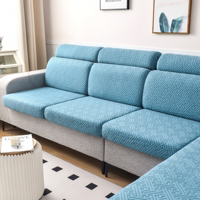 91家纺网 家纺一手货源 找家纺 千彤2023防滑防尘可拆卸水洗机洗全包款沙发套罩沙发笠-韵律系列天蓝色